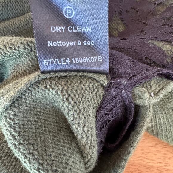 Robert Rodriguez V Neck Pullover Sweater Medium Green Black Lace Trim Wool Blend - Picture 10 of 16